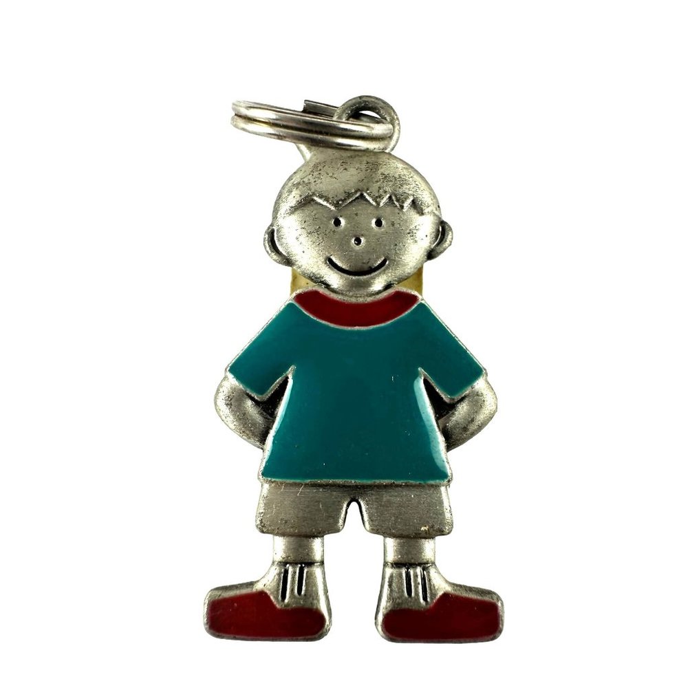 Ganz Silver Tone Enamel Charm Pendant Little Boy